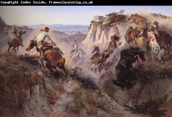 Charles M Russell Some people chase the bronchos
